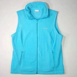 Columbia Women's Soft Fleece Vest Size XL Teal Fall Warm Full Zip Pockets